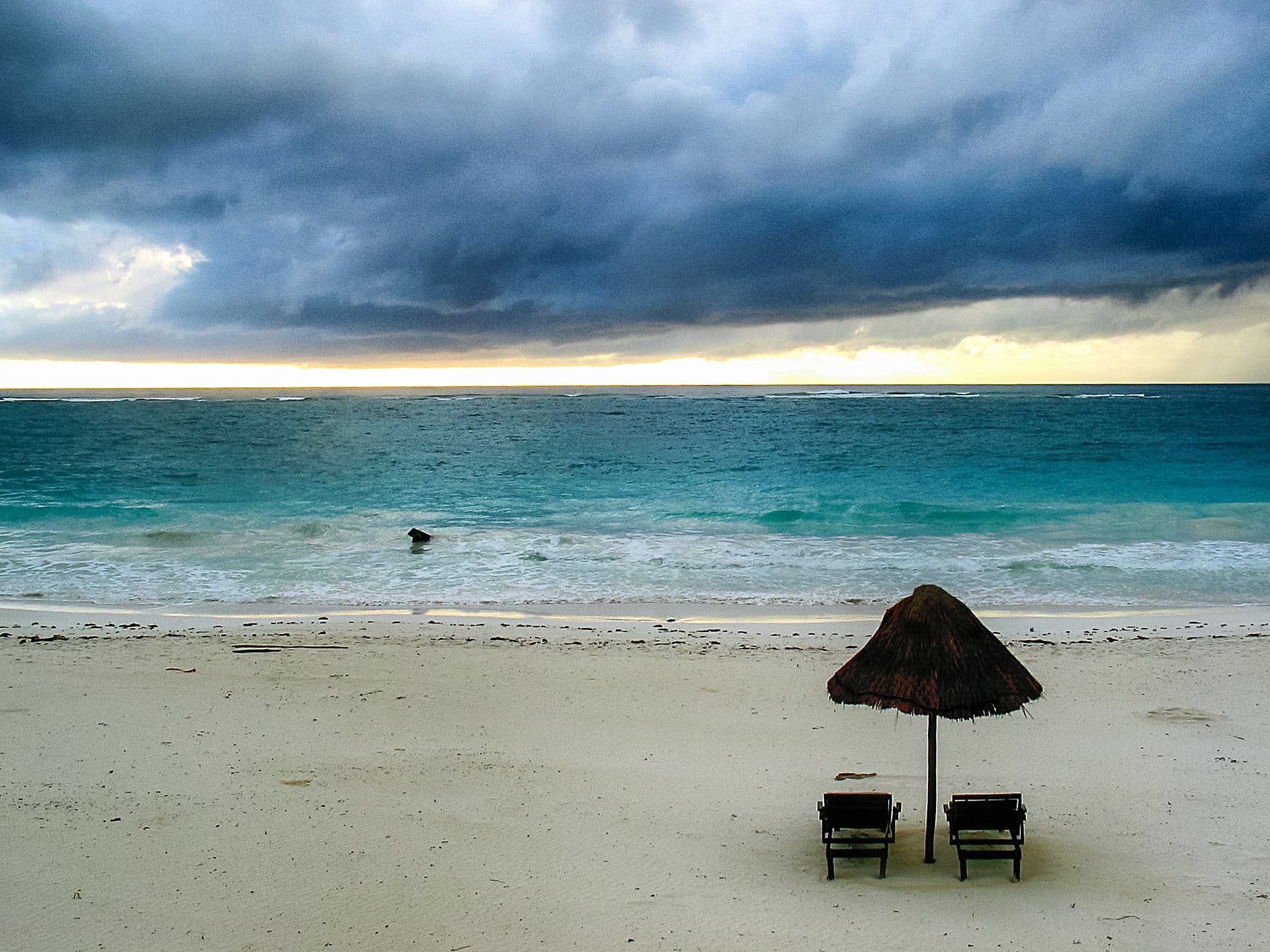 Evening atmosphere on the beach at Tulum